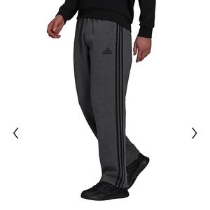 Mens adidas Essentials Fleece Open Hem 3-Stripes Pants